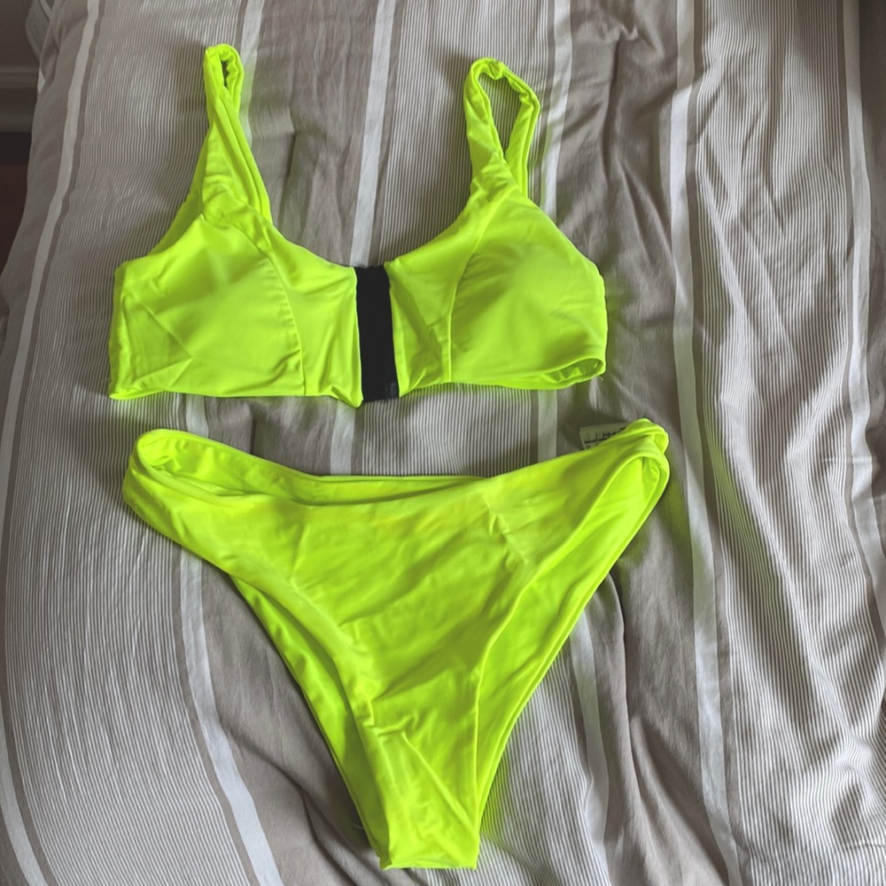 Neon green bathing suit NEVER WORN